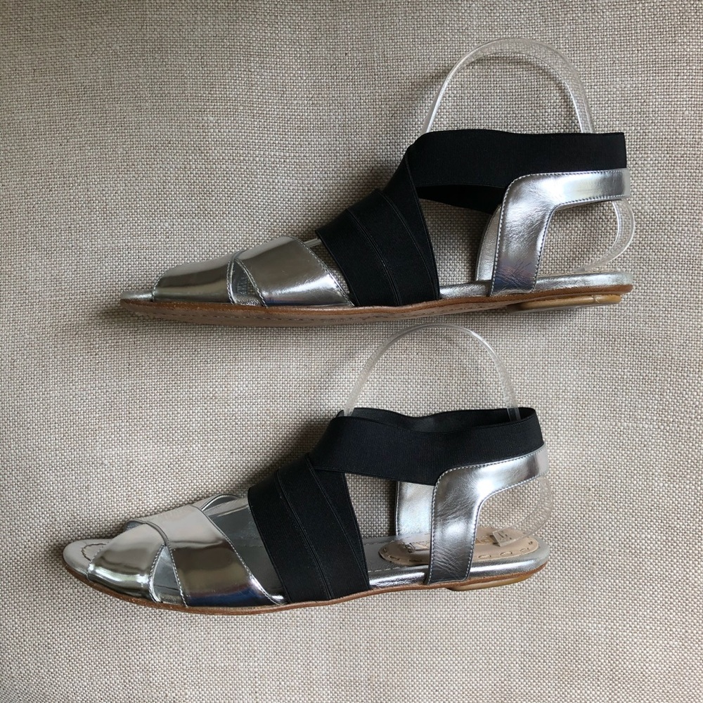 Prada Sandals Crisscross Stretch Silver Patent 9 - Picture 4 of 8
